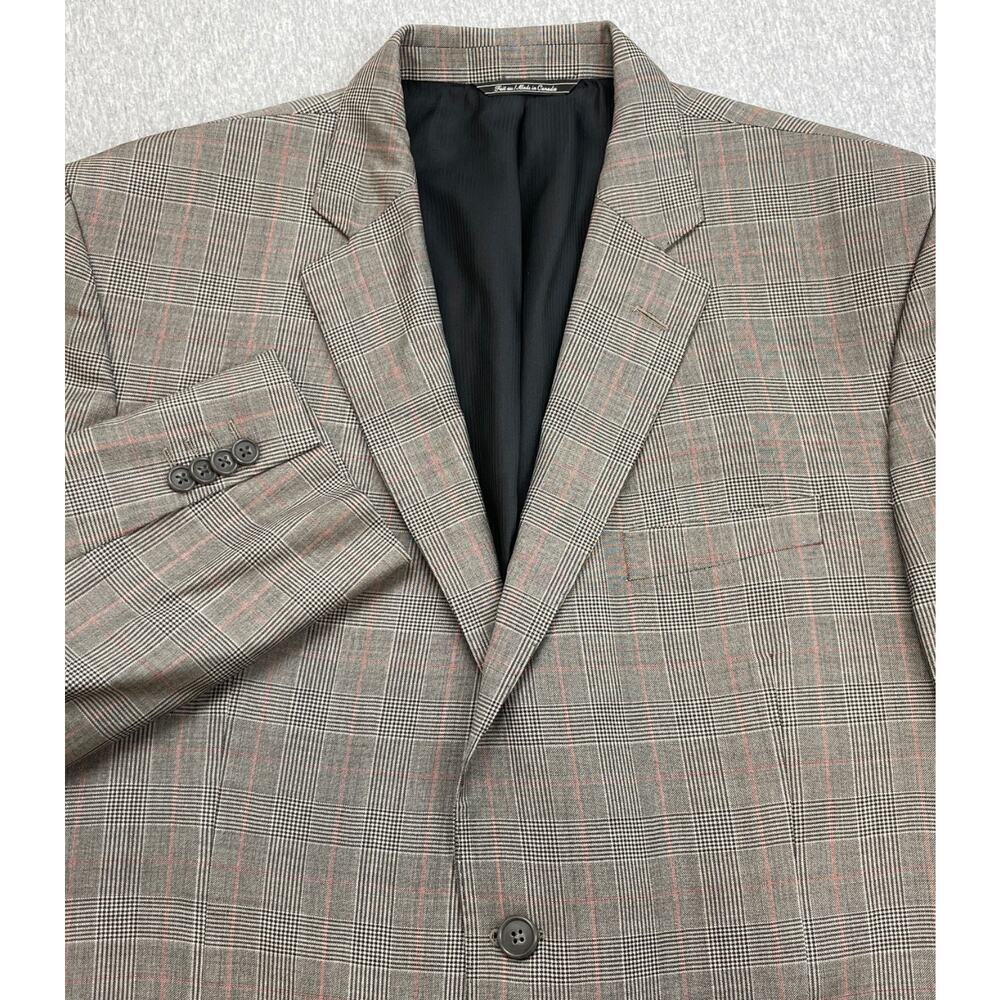 Jack Victor Blazer Mens 46R Glen Plaid 100% Wool 2-Button Single Breast Lined